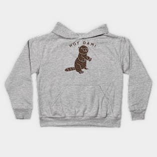 Hot Dam! Funny Beaver Kids Hoodie